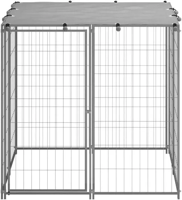 Alt view image 7 of 13 - vidaXL Dog Kennel Silver 43.3"x43.3"x43.3" Steel