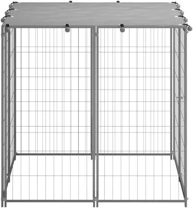 Alt view image 8 of 13 - vidaXL Dog Kennel Silver 43.3"x43.3"x43.3" Steel