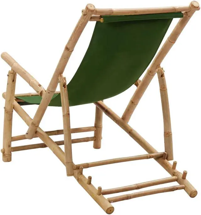Alt view image 8 of 13 - vidaXL Deck Chair Bamboo and Canvas Green