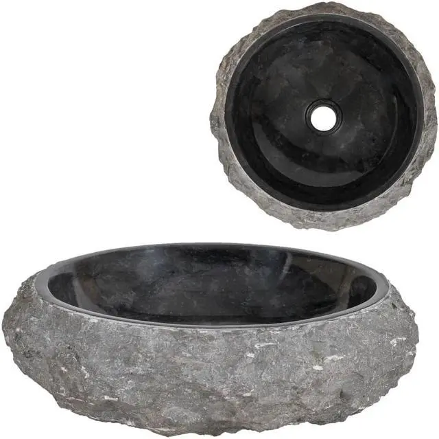 Main image of vidaXL Sink 15.7"x4.7" Marble Black
