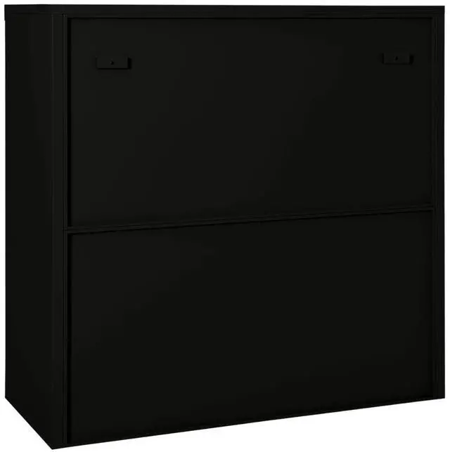 Alt view image 15 of 17 - vidaXL Sliding Door Cabinet Black 35.4" Steel Storage Side Cabinet Furniture