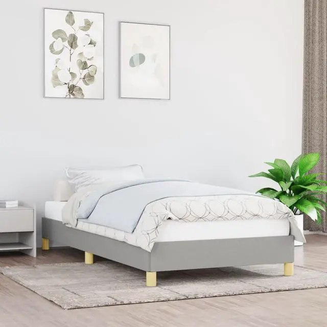 Alt view image 8 of 14 - vidaXL Twin XL Size Bed Frame with Plywood Slats, Platform Bed Frame, Fabric Upholstered Mattress Foundation, No Box Spring Needed & Easy Assembly, Light Gray, without Mattress