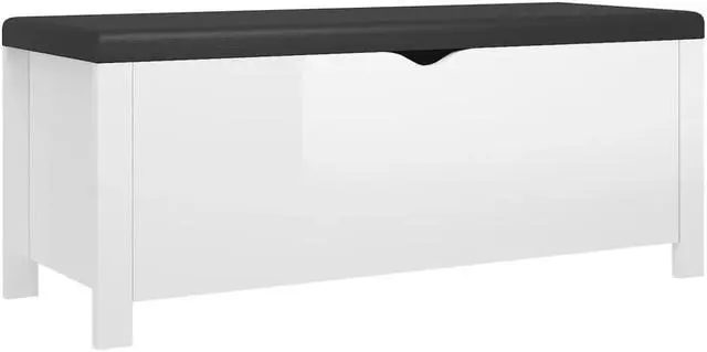 Alt view image 2 of 17 - vidaXL Storage Box with Cushion High Gloss White 41.3"x15.7"x17.7" Engineered Wood
