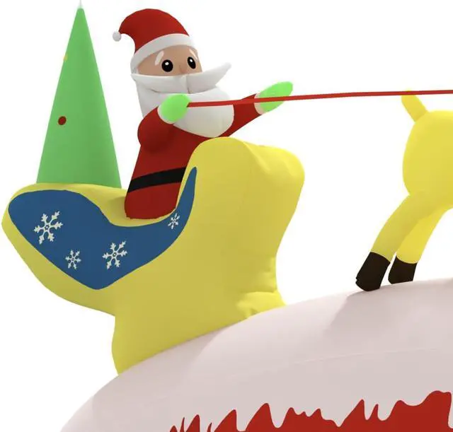 Alt view image 3 of 13 - vidaXL Christmas Inflatable Santa and Reindeer Decoration LED 57.1"