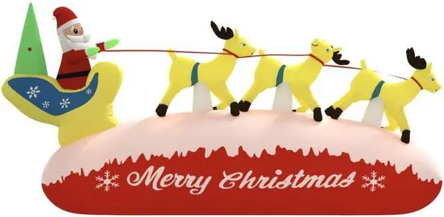 Alt view image 2 of 13 - vidaXL Christmas Inflatable Santa and Reindeer Decoration LED 57.1"