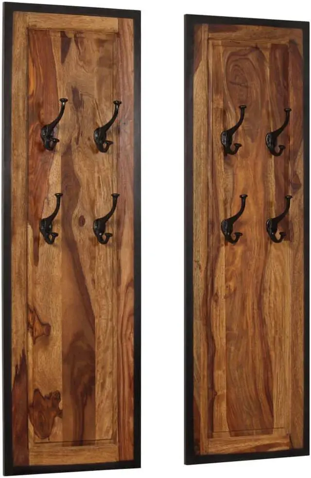 Alt view image 6 of 17 - vidaXL Coat Racks 2 pcs Solid Sheesham Wood