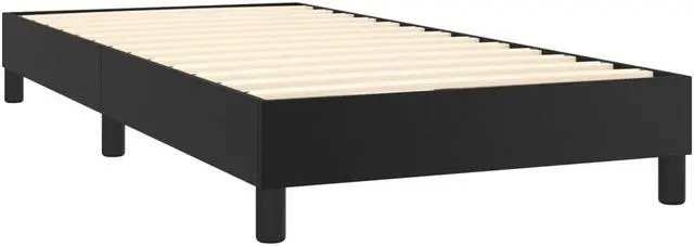 Alt view image 16 of 18 - vidaXL Bed Frame Black Faux leather, plywood Twin XL Sturdy Bed Frame