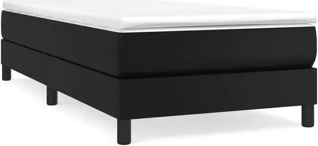 Alt view image 14 of 18 - vidaXL Bed Frame Black Faux leather, plywood Twin XL Sturdy Bed Frame