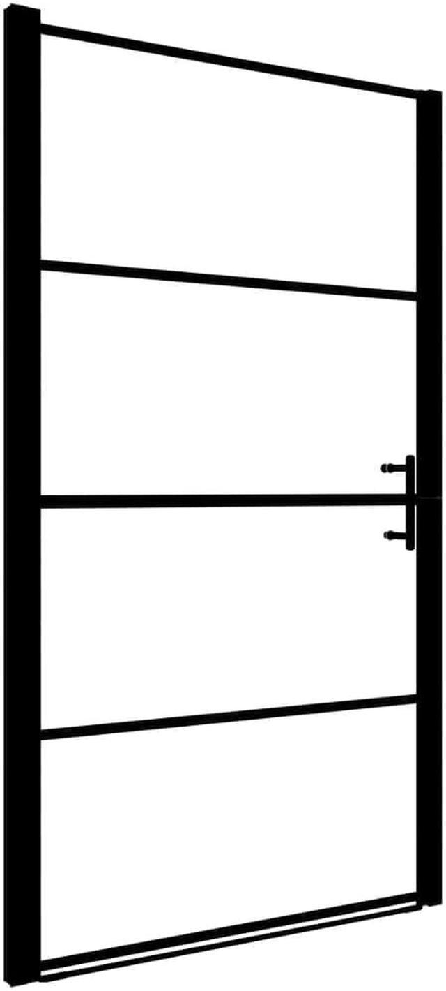 Alt view image 7 of 10 - vidaXL Shower Door Frost Tempered Glass 39.4"x70.1" Black
