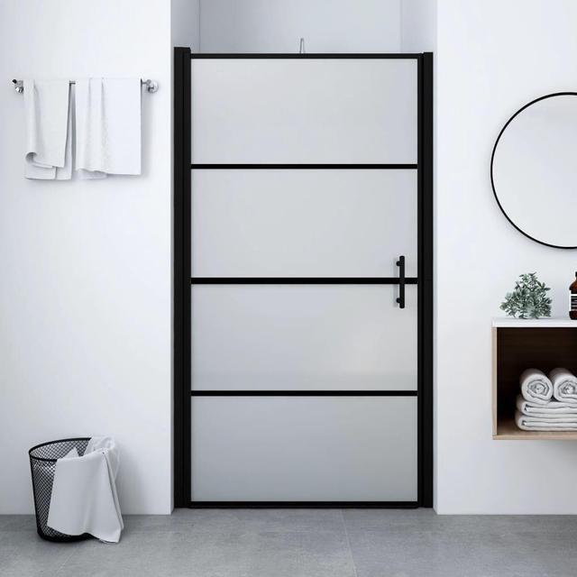 Alt view image 6 of 10 - vidaXL Shower Door Frost Tempered Glass 39.4"x70.1" Black