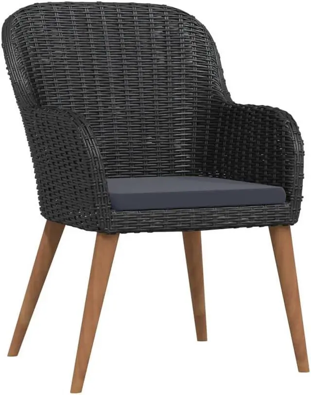 Alt view image 8 of 12 - vidaXL 3 Piece Patio Dining Set with Cushions Black