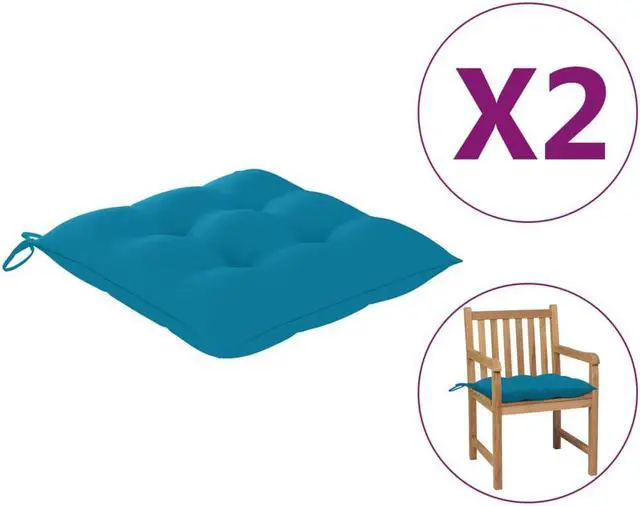Alt view image 6 of 15 - vidaXL Chair Cushions 2 pcs Light Blue 19.7"x19.7"x2.8" Fabric
