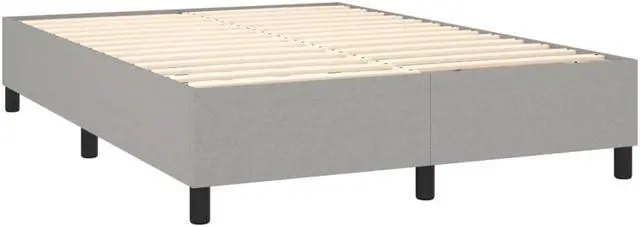 Alt view image 14 of 16 - vidaXL Bed Frame Light Grey 100% polyester, plywood, engineered wood Queen