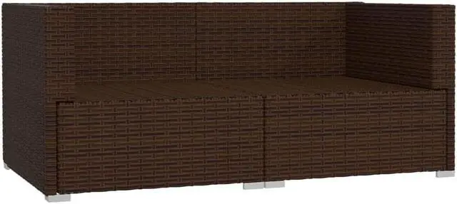 Alt view image 8 of 9 - vidaXL 2-Seater Sofa with Cushions Brown Poly Rattan