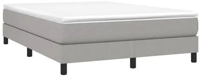 Alt view image 16 of 18 - vidaXL Bed Frame Light Gray Polyester, Plywood, Engineered wood Full