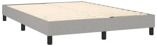 Alt view image 17 of 18 - vidaXL Bed Frame Light Gray Polyester, Plywood, Engineered wood Full