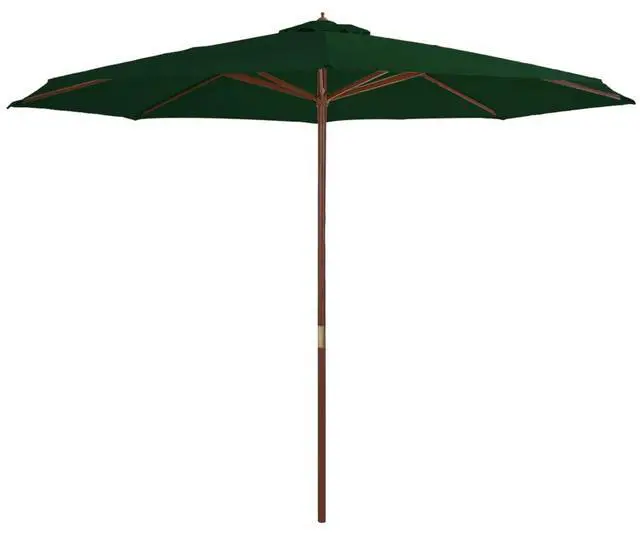 Alt view image 5 of 8 - vidaXL Outdoor Parasol with Wooden Pole 137.8" Green