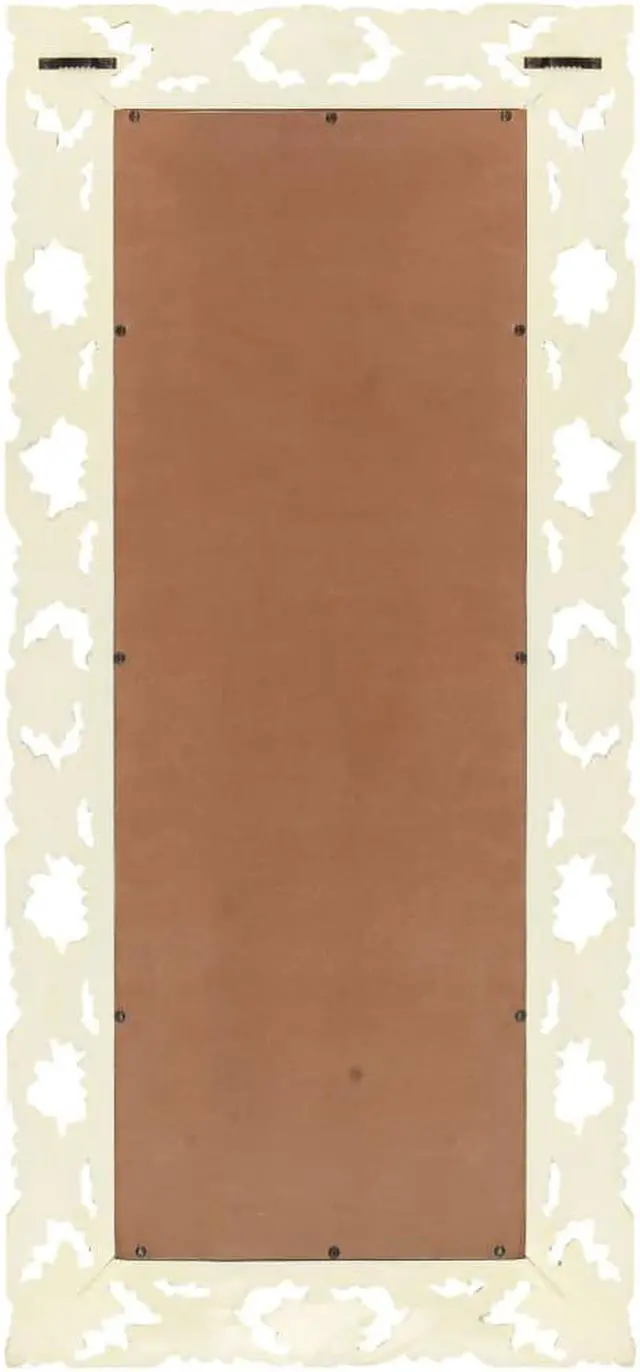 Alt view image 8 of 13 - vidaXL Hand Carved Mirror White 43.3"x19.7" Solid Mango Wood