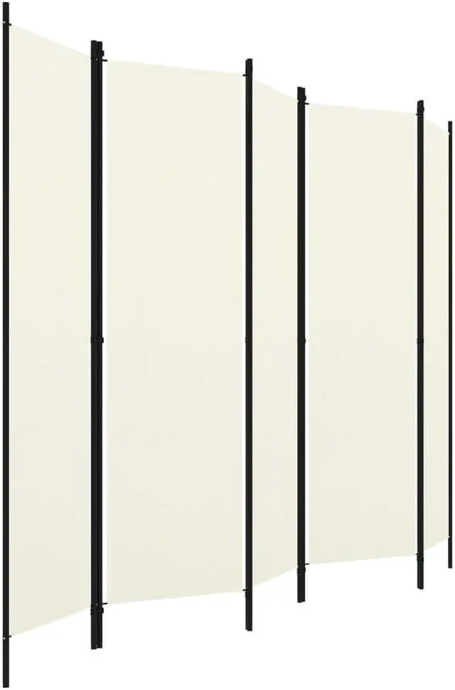 Alt view image 3 of 9 - vidaXL 5-Panel Room Divider Cream White 98.4"x70.9"