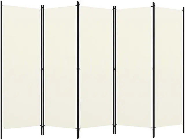 Alt view image 2 of 9 - vidaXL 5-Panel Room Divider Cream White 98.4"x70.9"