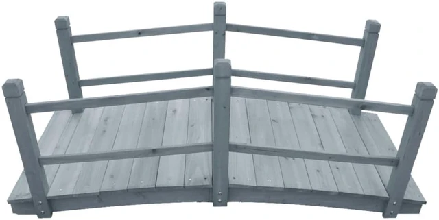 Alt view image 6 of 8 - vidaXL Garden Bridge Gray 55.1"x23.6"x22" Solid Firwood