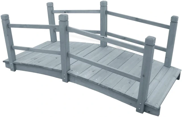 Alt view image 5 of 8 - vidaXL Garden Bridge Gray 55.1"x23.6"x22" Solid Firwood