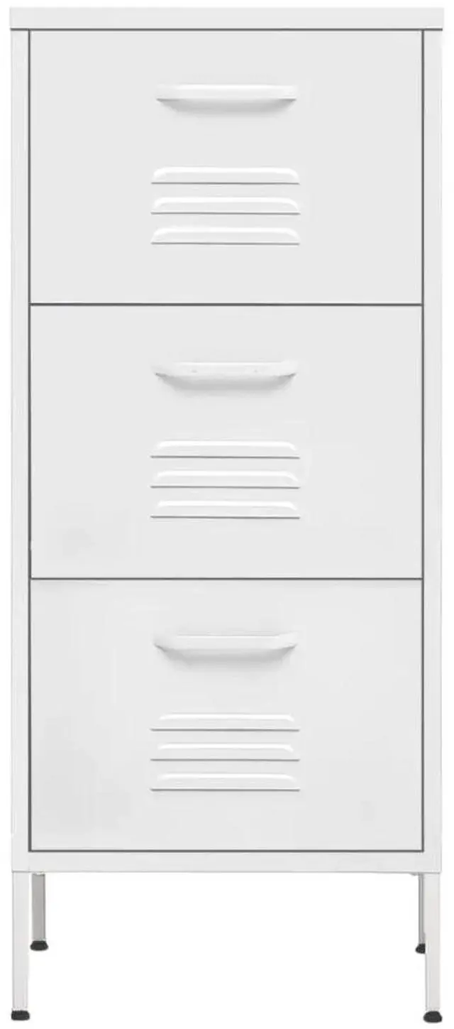Alt view image 15 of 19 - vidaXL Storage Cabinet White 16.7" Steel Sideboard Side Cabinet Furniture