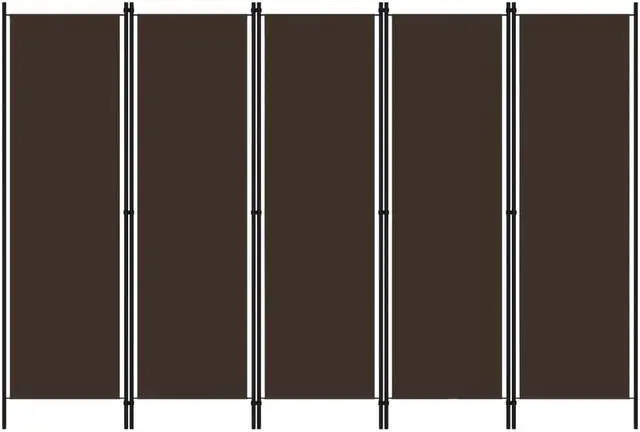 Alt view image 3 of 8 - vidaXL 5-Panel Room Divider Brown 98.4"x70.9"