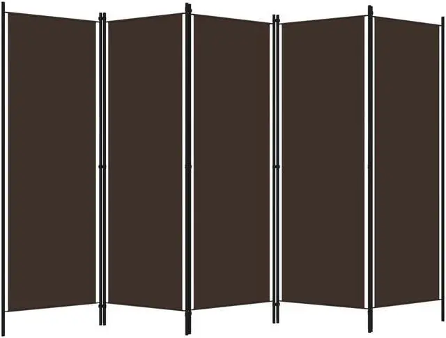 Alt view image 4 of 8 - vidaXL 5-Panel Room Divider Brown 98.4"x70.9"