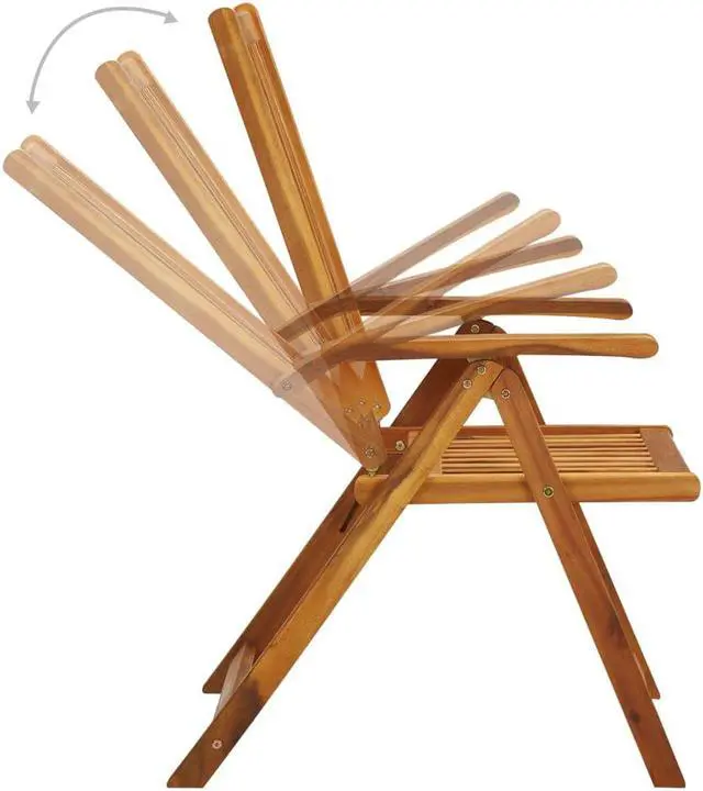 Alt view image 7 of 10 - vidaXL Patio Reclining Chairs 2 pcs with Cushions Solid Acacia Wood