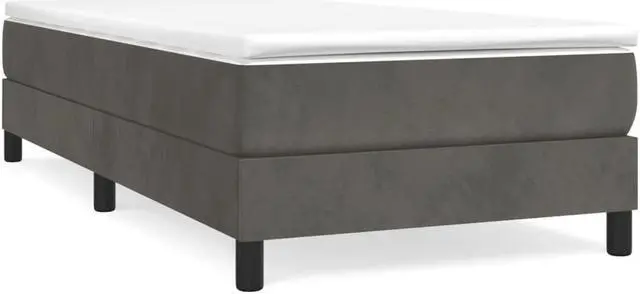 Alt view image 13 of 15 - vidaXL Bed Frame Dark Grey Velvet (100% polyester), plywood, engineered wood