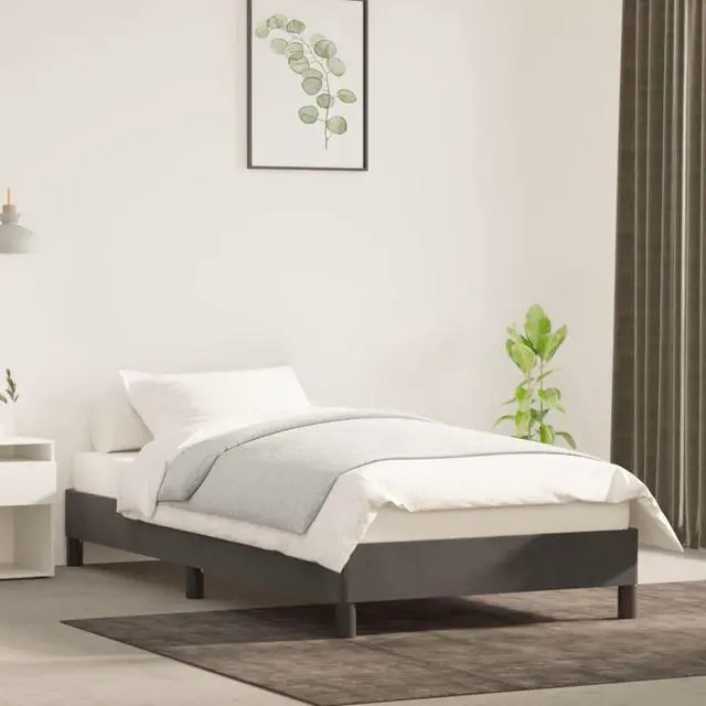 Alt view image 8 of 13 - vidaXL Twin XL Size Bed Frame with Plywood Slats, Platform Bed Frame, Velvet Upholstered Mattress Foundation, No Box Spring Needed & Easy Assembly, Dark Gray, without Mattress