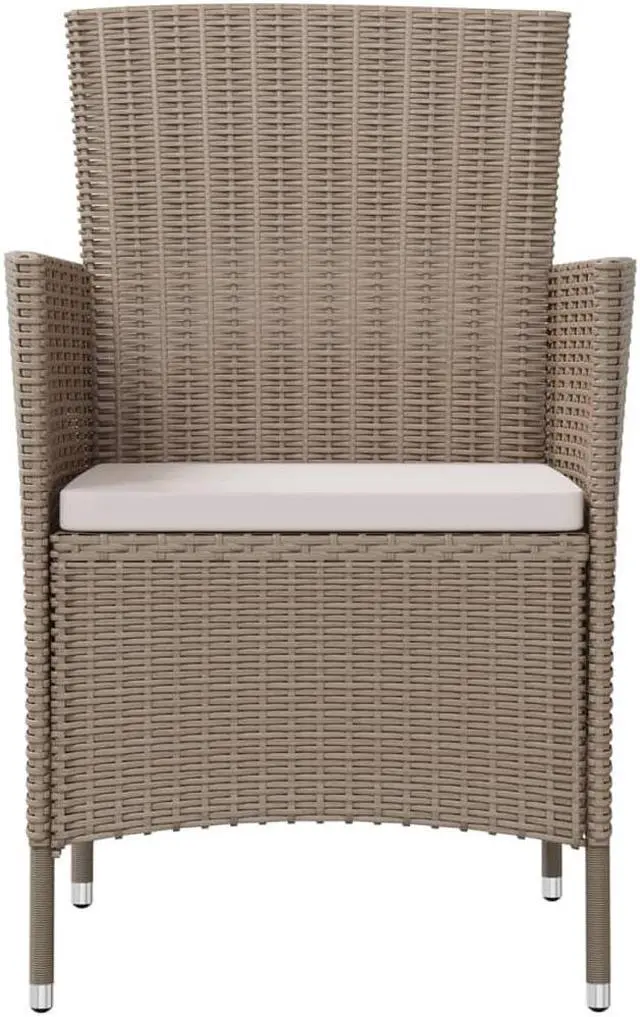 Alt view image 6 of 13 - vidaXL Patio Chairs with Cushions 4 pcs Poly Rattan Beige