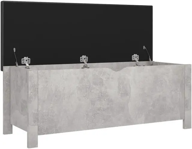 Alt view image 2 of 19 - vidaXL Storage Box with Cushion Concrete Gray 41.3"x15.7"x17.7" Engineered Wood