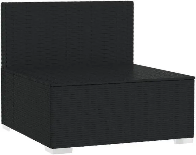 Alt view image 6 of 6 - vidaXL 3-Seater Sofa with Cushions Black Poly Rattan