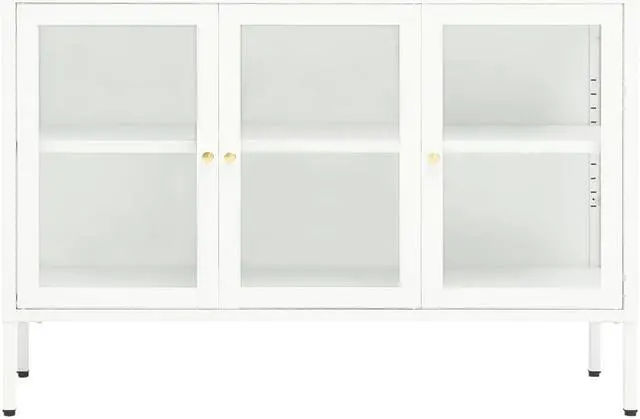 Alt view image 3 of 17 - vidaXL Sideboard White 41.3"x13.8"x27.6" Steel and Glass