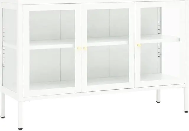 Alt view image 2 of 17 - vidaXL Sideboard White 41.3"x13.8"x27.6" Steel and Glass