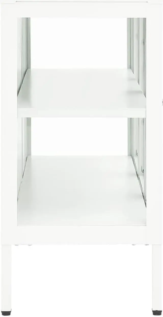 Alt view image 4 of 17 - vidaXL Sideboard White 41.3"x13.8"x27.6" Steel and Glass