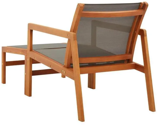 Alt view image 14 of 16 - vidaXL Patio Chair Lounge Chair with Footrest Solid Wood Eucalyptus&Textilene