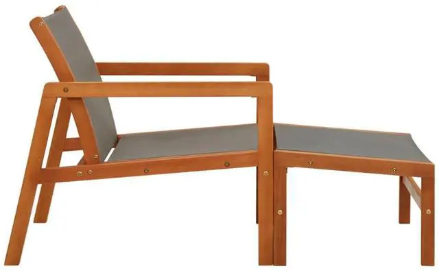 Alt view image 15 of 16 - vidaXL Patio Chair Lounge Chair with Footrest Solid Wood Eucalyptus&Textilene