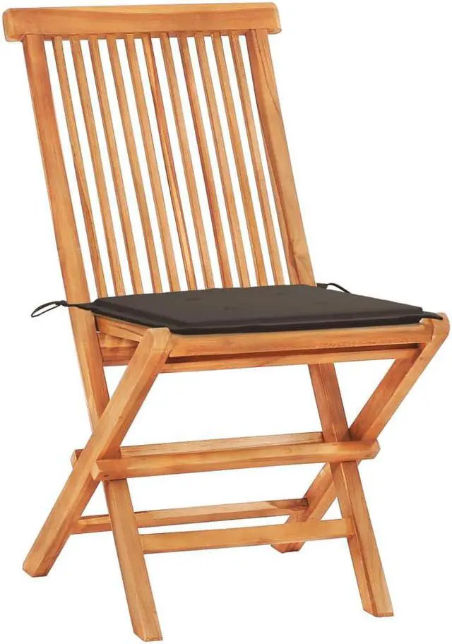 Alt view image 7 of 12 - vidaXL 3 Piece Bistro Set with Taupe Cushions Solid Teak Wood