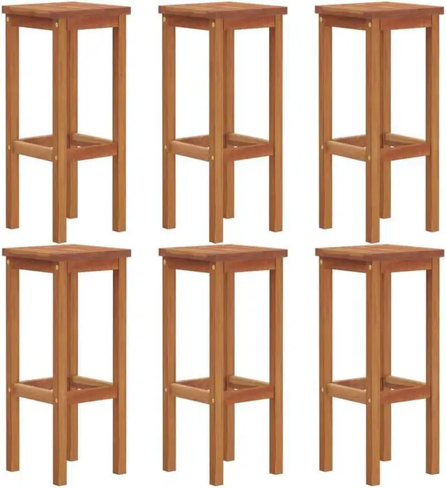 Alt view image 5 of 9 - vidaXL Bar Stools 6 pcs Solid Wood Acacia