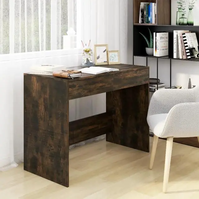 Main image of vidaXL Desk Smoked Oak 39.8"x19.7"x30.1" Engineered Wood