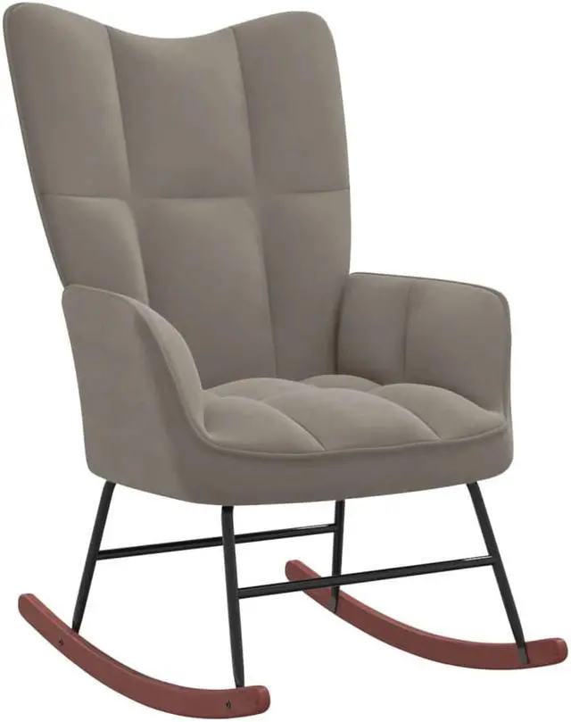 Alt view image 5 of 14 - vidaXL Rocking Chair Light Gray Velvet