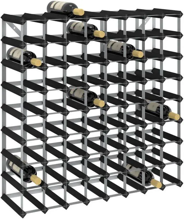 Alt view image 7 of 16 - vidaXL Wine Rack for 72 Bottles Black Solid Pine Wood