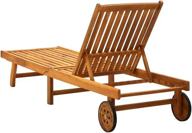 Alt view image 9 of 13 - vidaXL Patio Sun Lounger with Cushion Solid Acacia Wood