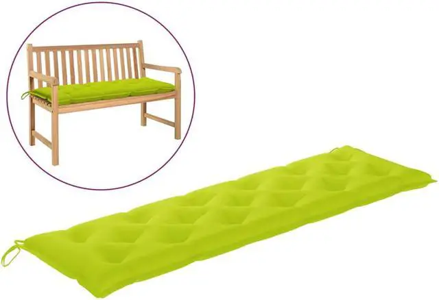 Alt view image 6 of 14 - vidaXL Garden Bench Cushion Bright Green 70.9"x19.7"x2.8" Fabric