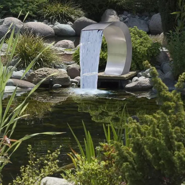 Alt view image 15 of 15 - vidaXL Waterfall Pool Fountain Stainless Steel Descent Pond Garden Outdoor
