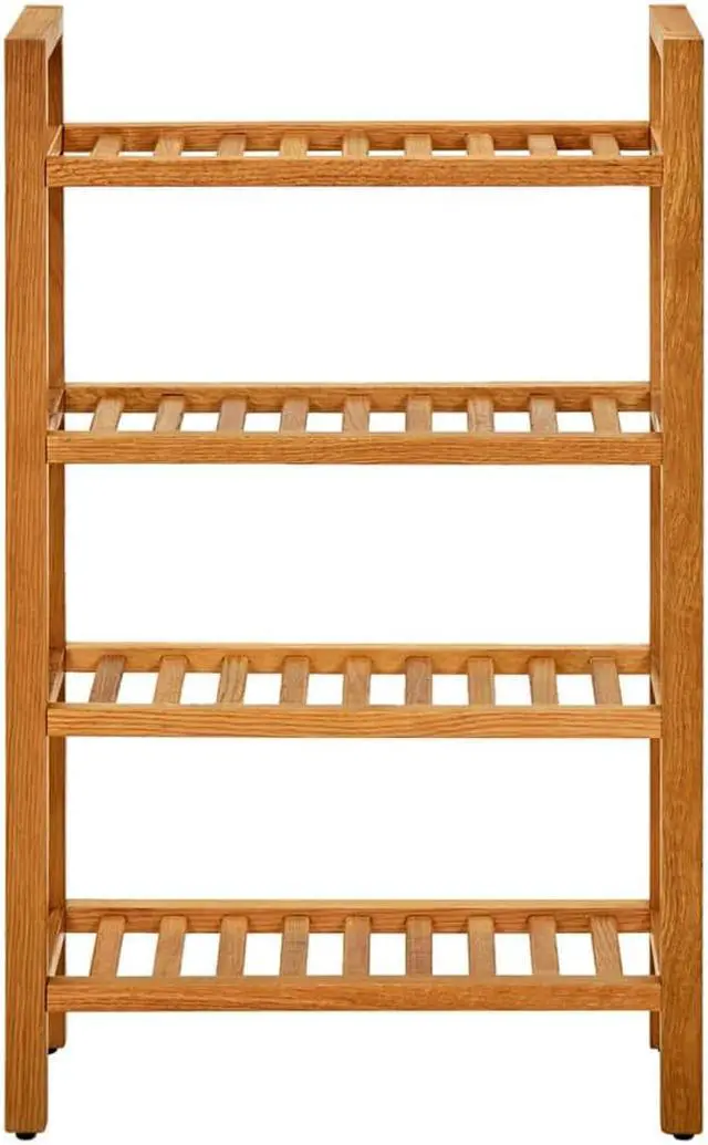 Alt view image 8 of 13 - vidaXL Shoe Rack with 4 Shelves 19.6"x10.6"x31.4" Solid Oak Wood