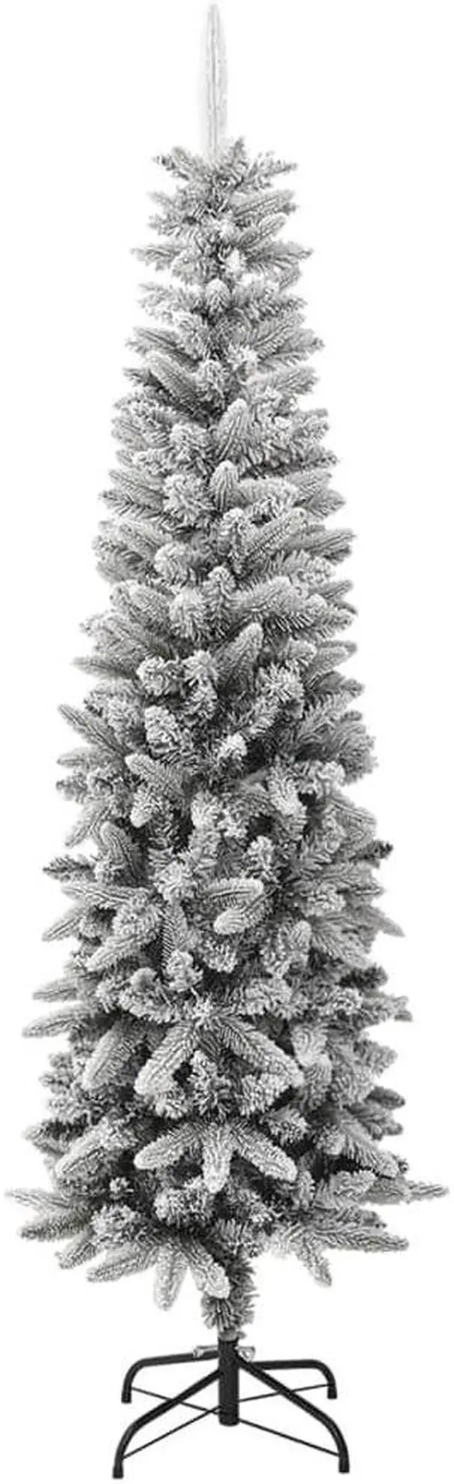 Alt view image 2 of 13 - vidaXL Artificial Slim Christmas Tree with Flocked Snow 7 ft PVC&PE